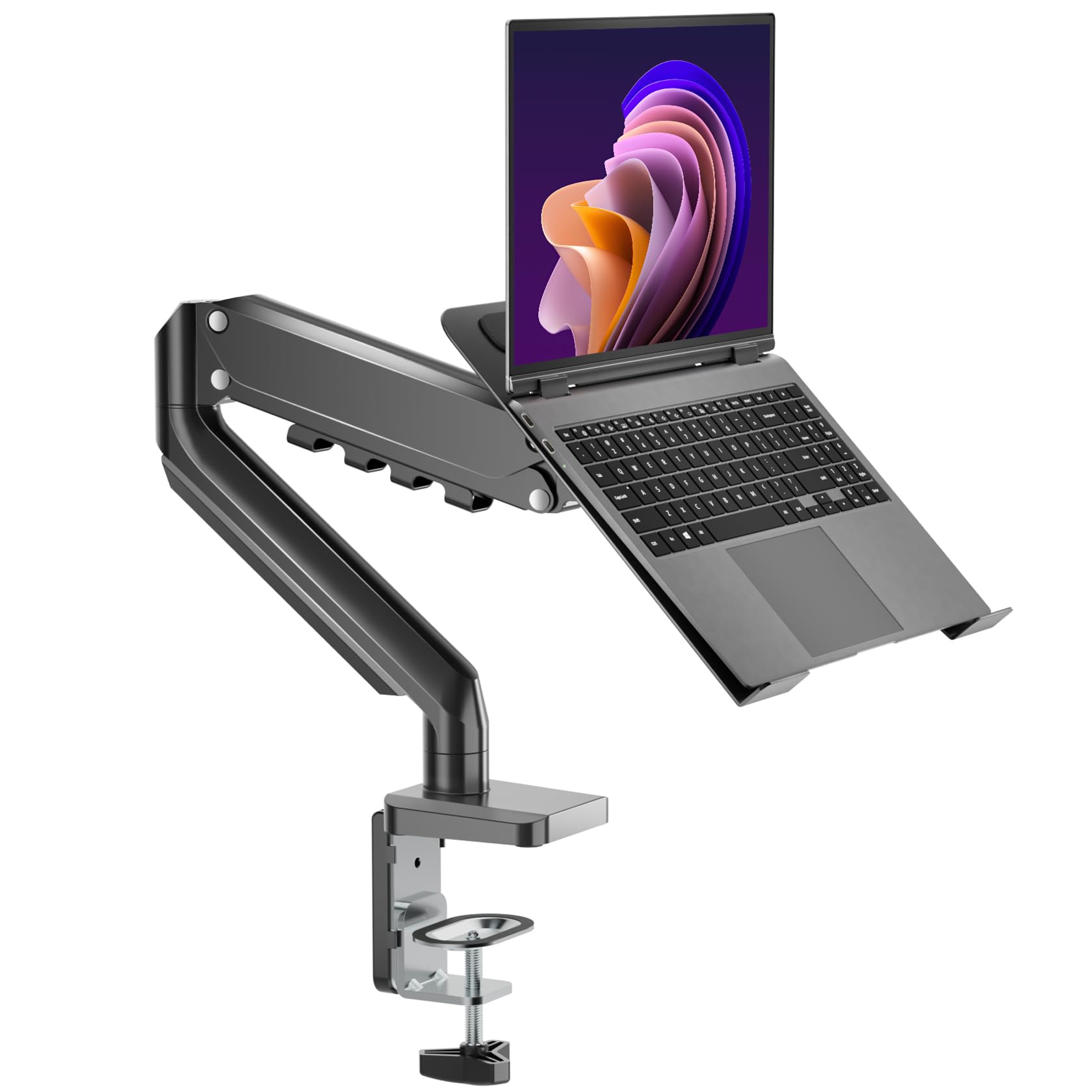Front. PO3TICJUNKI3 - Laptop Desk Mount With Gas Spring Arm 1 Monitor Stand For 12  Notebook And 13 32 Computer Screen Holds 3 3 - Default.