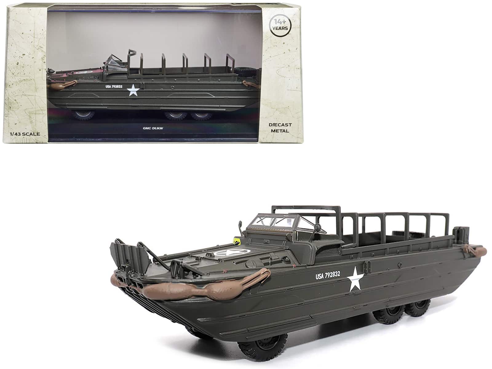 "GMC DUKW Amphibious Vehicle Olive Drab ""United States Army"" 1/43 Diecast Model by Militaria Die Cast" price history on PriceWatchPro