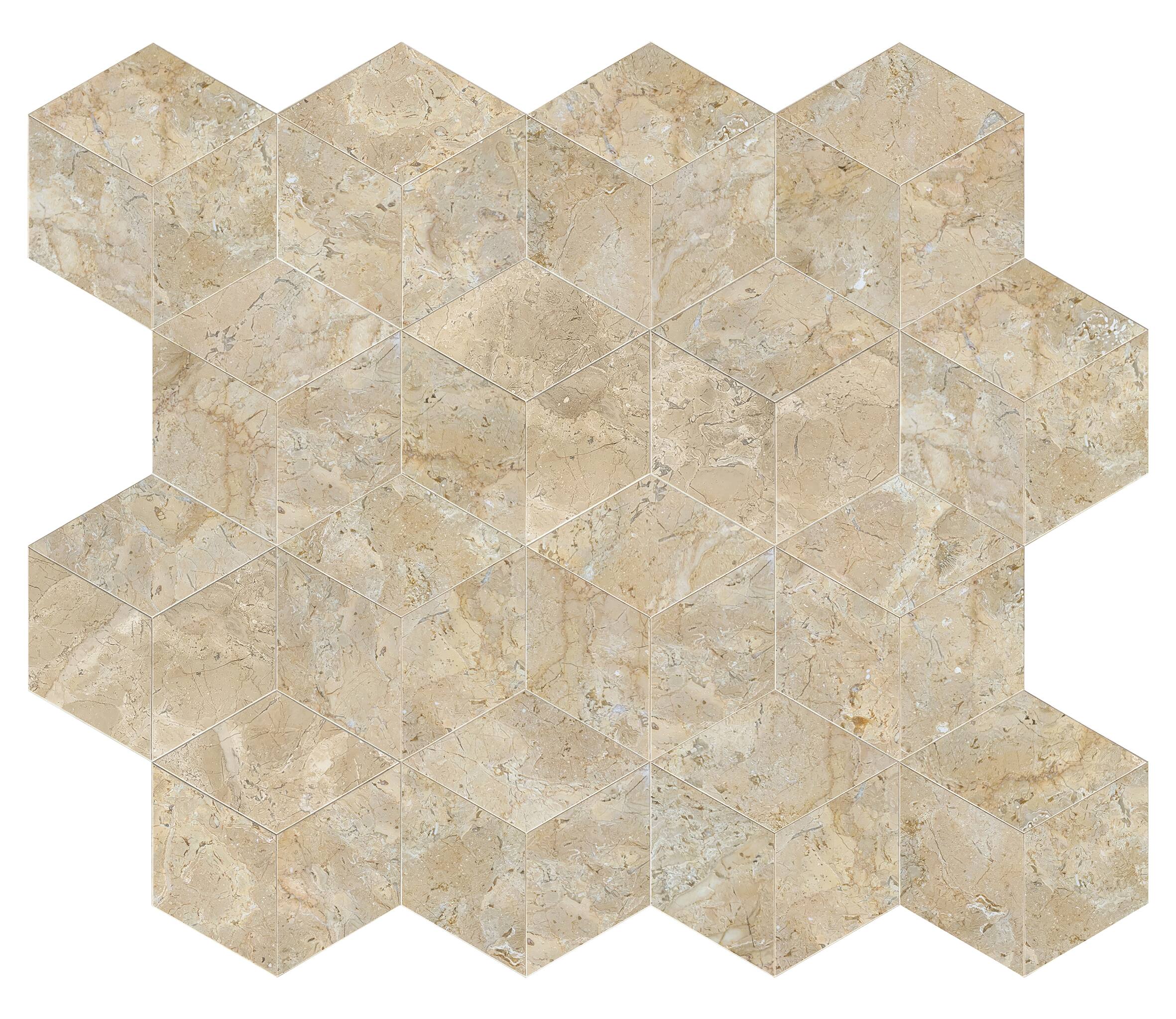 Alt View 4. APRILSOUL - Hexagon Gold Yellow Beige Natural Marble Tiles Honed - White.