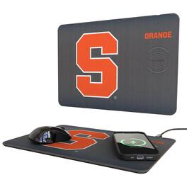 Keyscaper - Syracuse Orange Linen Print Wireless Charger & Mouse Pad - Black