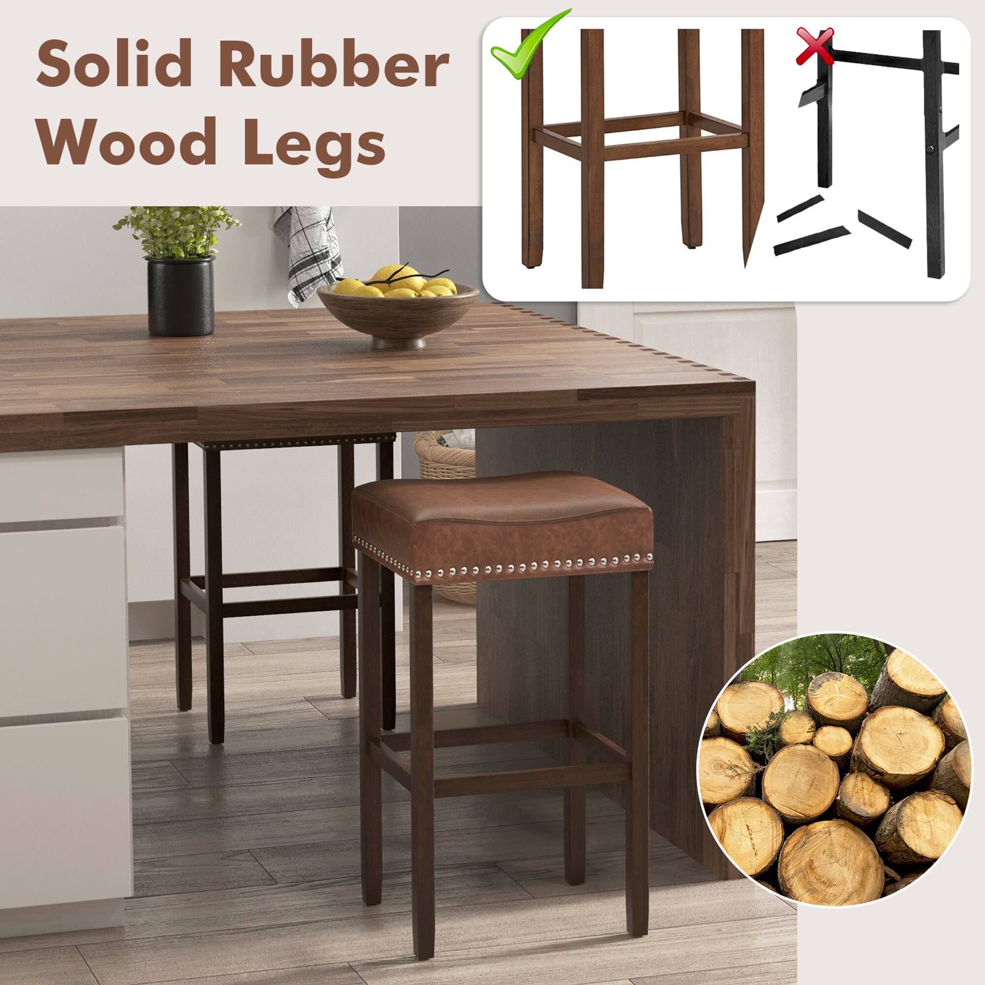 Solid Rubber Wood Legs