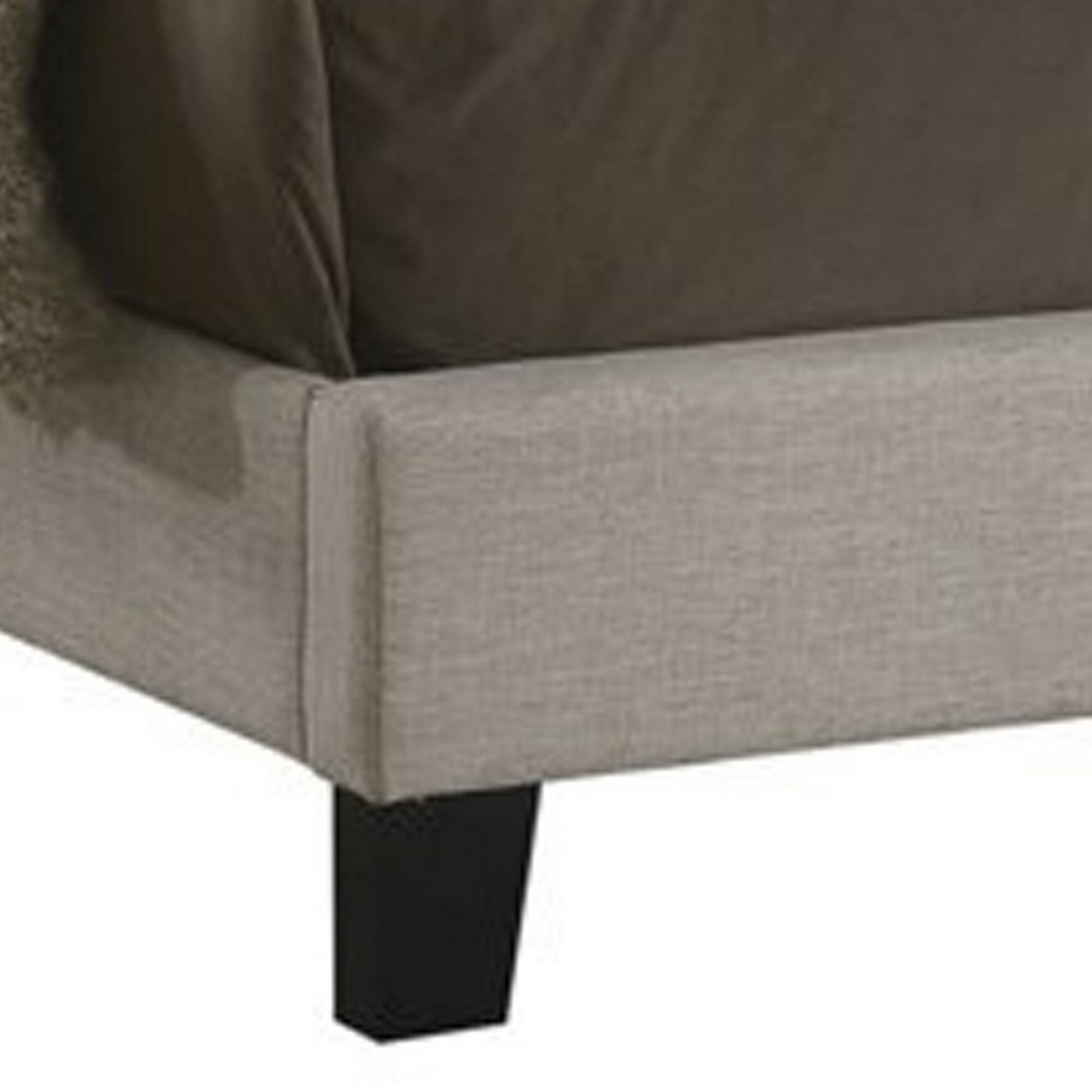 Alt View 1. Manhattan Lane - Fabric Upholstered Wooden Queen Size Bed with Nailhead Trims - Beige.