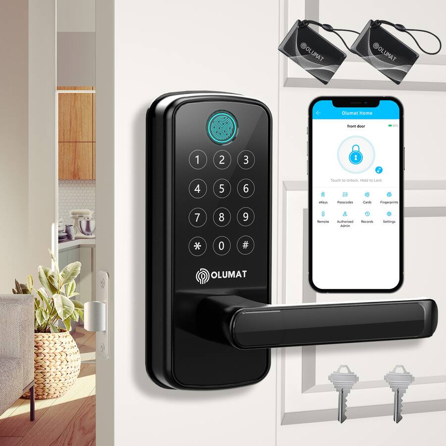 Olumat Fingerprint Smart Door Lock | Keyless Entry with Keypad, App ...
