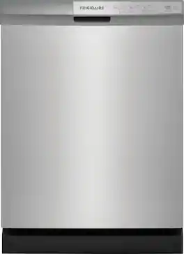 Frigidaire - 24" Front Control Built-In Plastic Tub Dishwasher with DishSense Sensor Technology, 54 dBA - Stainless Steel