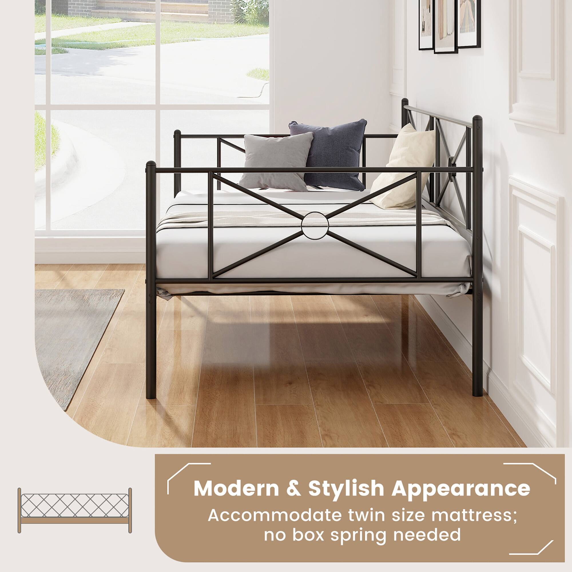 Modern & Stylish Appearance  
Accommodate twin size mattress; no box spring needed