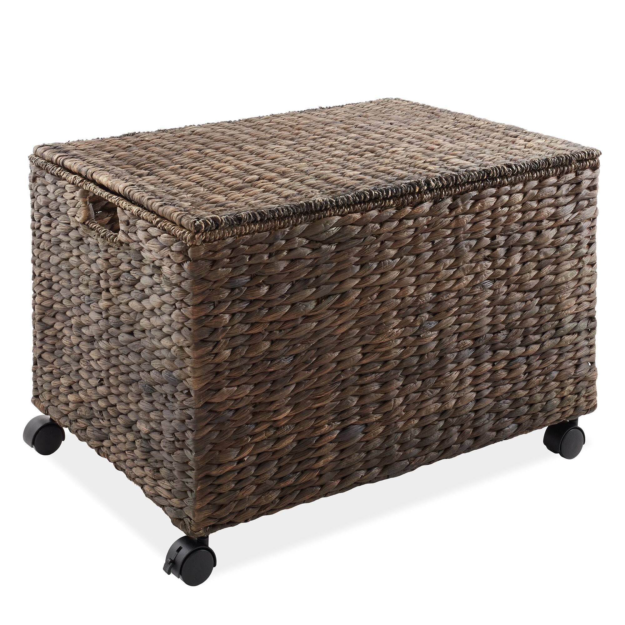 Alt View 2. Casafield - Rolling Divided Storage Basket Cart with Lid and Wheels - Espresso.