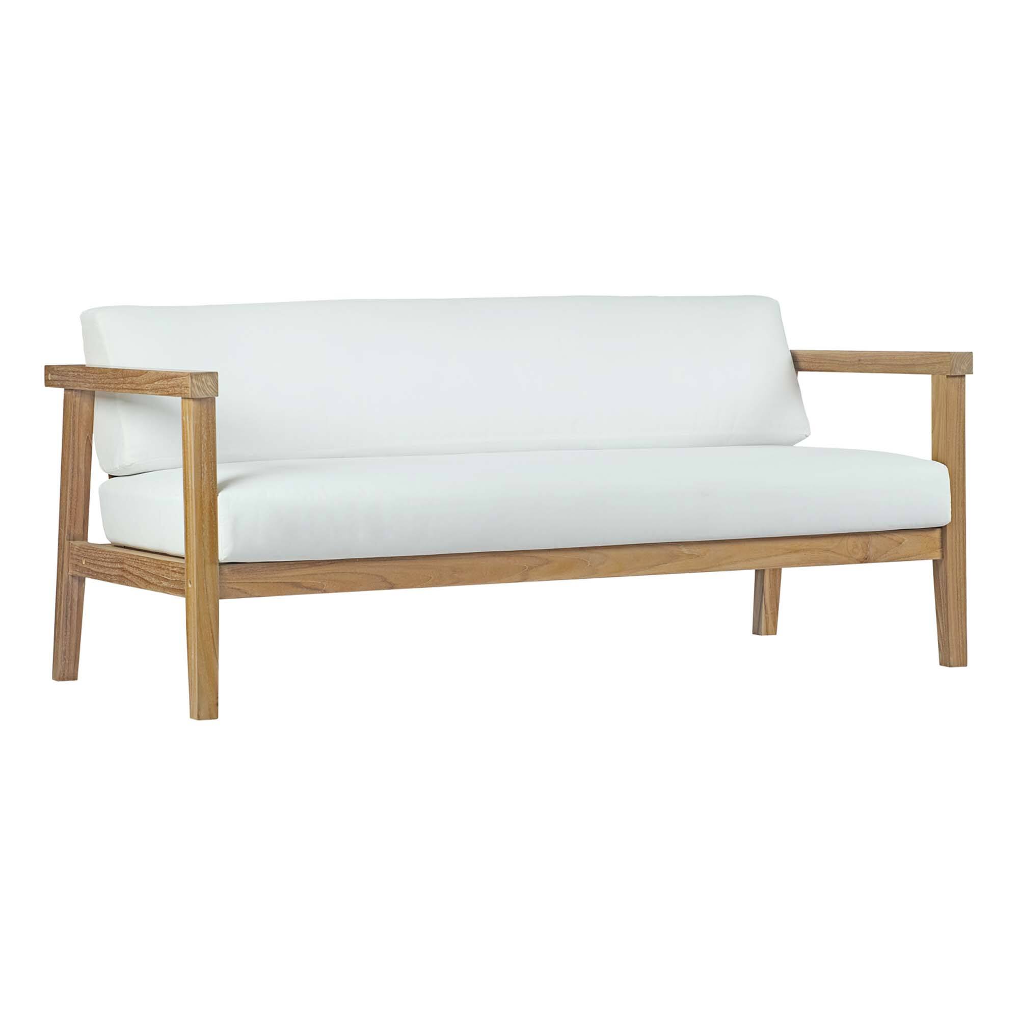 Back. Modway - Bayport 5-Piece Teak Outdoor Patio Set, Solid Teak, Weather-Resistant Cushions - Natural White.