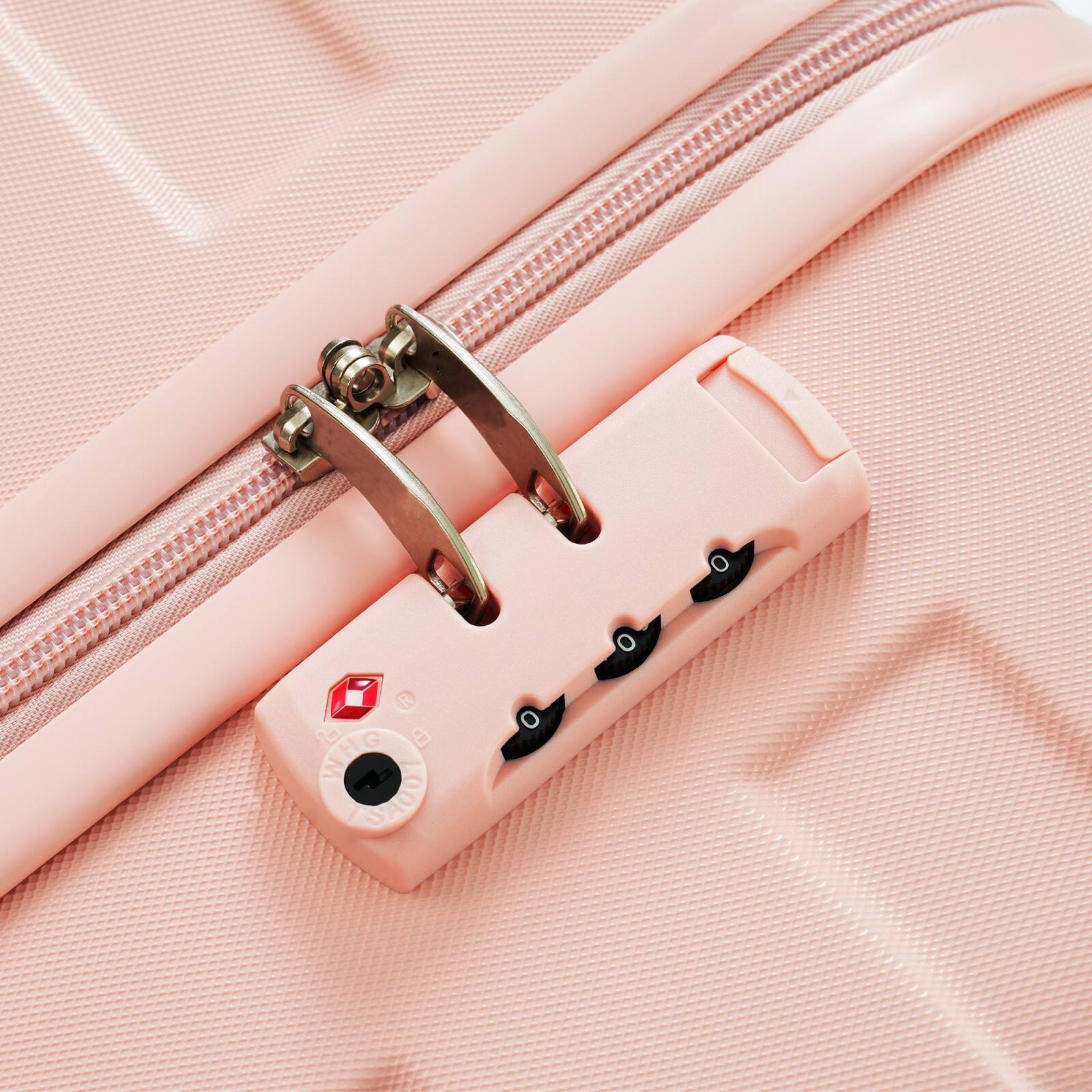 Alt View 8. Ecooso - ABS Hardshell Luggage Sets 3 Piece Spinner Suitcases，TSA Lock, Lightweight Durable Hardside Travel Set 20/24/28 Inch - Pink.