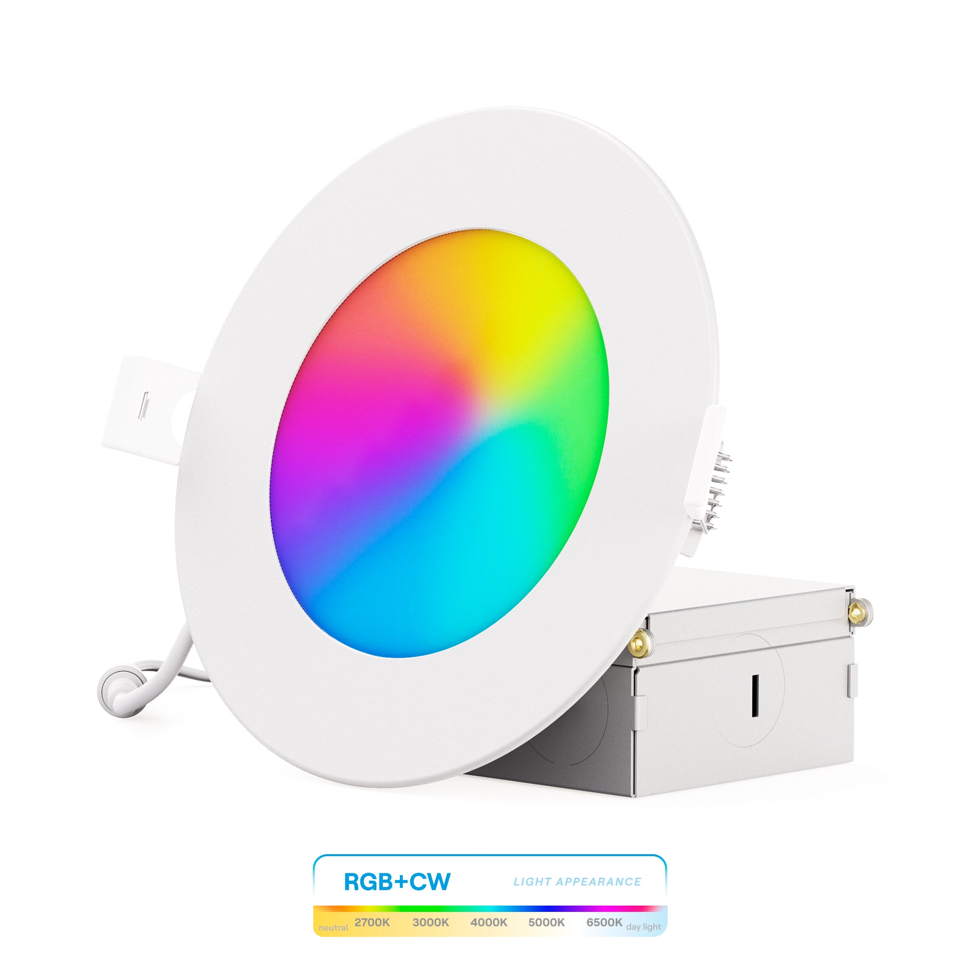 Infibrite - 4-Inch WiFi Recessed LED Downlight, 9W 810 Lumens, RGBCW 2700K-6500K, Wet Rated - Smart