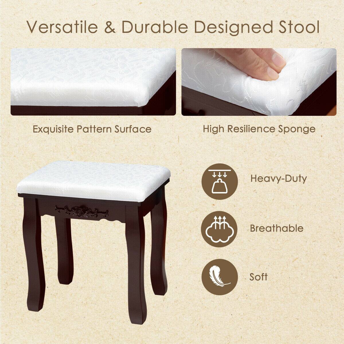 Versatile & Durable Designed Stool, Exquisite Pattern Surface, High Resilience Sponge, Heavy-Duty, Breathable, Soft