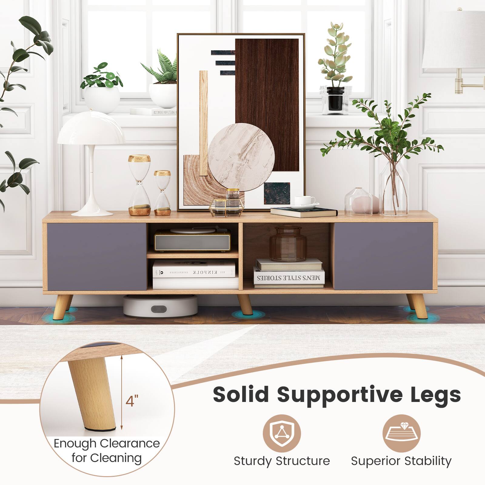 KINFOLK - STORIES STYLE MEN'S 4" Solid Supportive Legs Enough Clearance for Cleaning Sturdy Structure Superior Stability