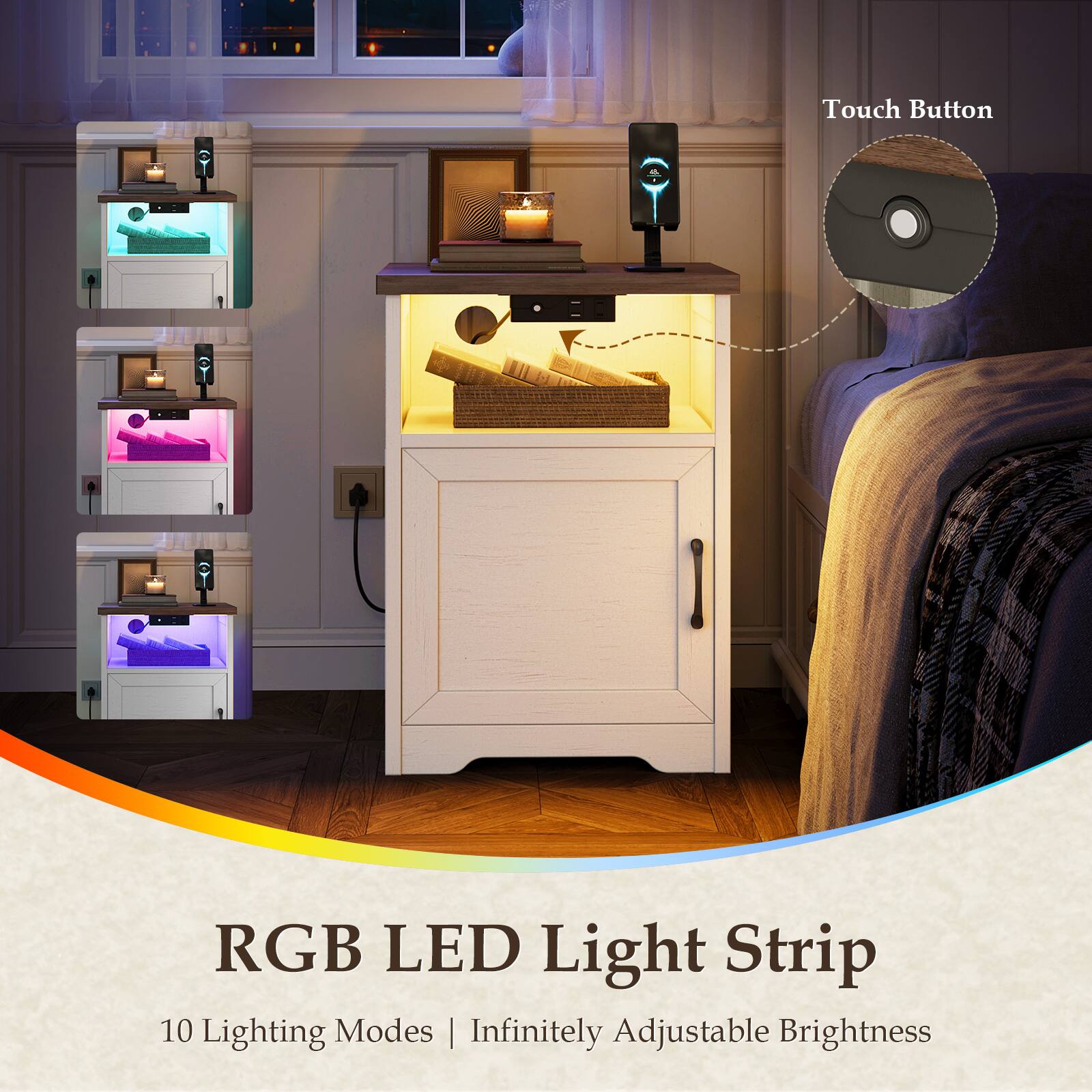 Touch Button RGB LED Light Strip  
10 Lighting Modes | Infinitely Adjustable Brightness