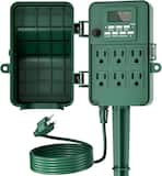 BN-LINK - Outdoor Power Stake, 7-Day Programmable Digital Timer, 6 Outlets, 6FT Extension Cord, Waterproof, for Christmas - Green