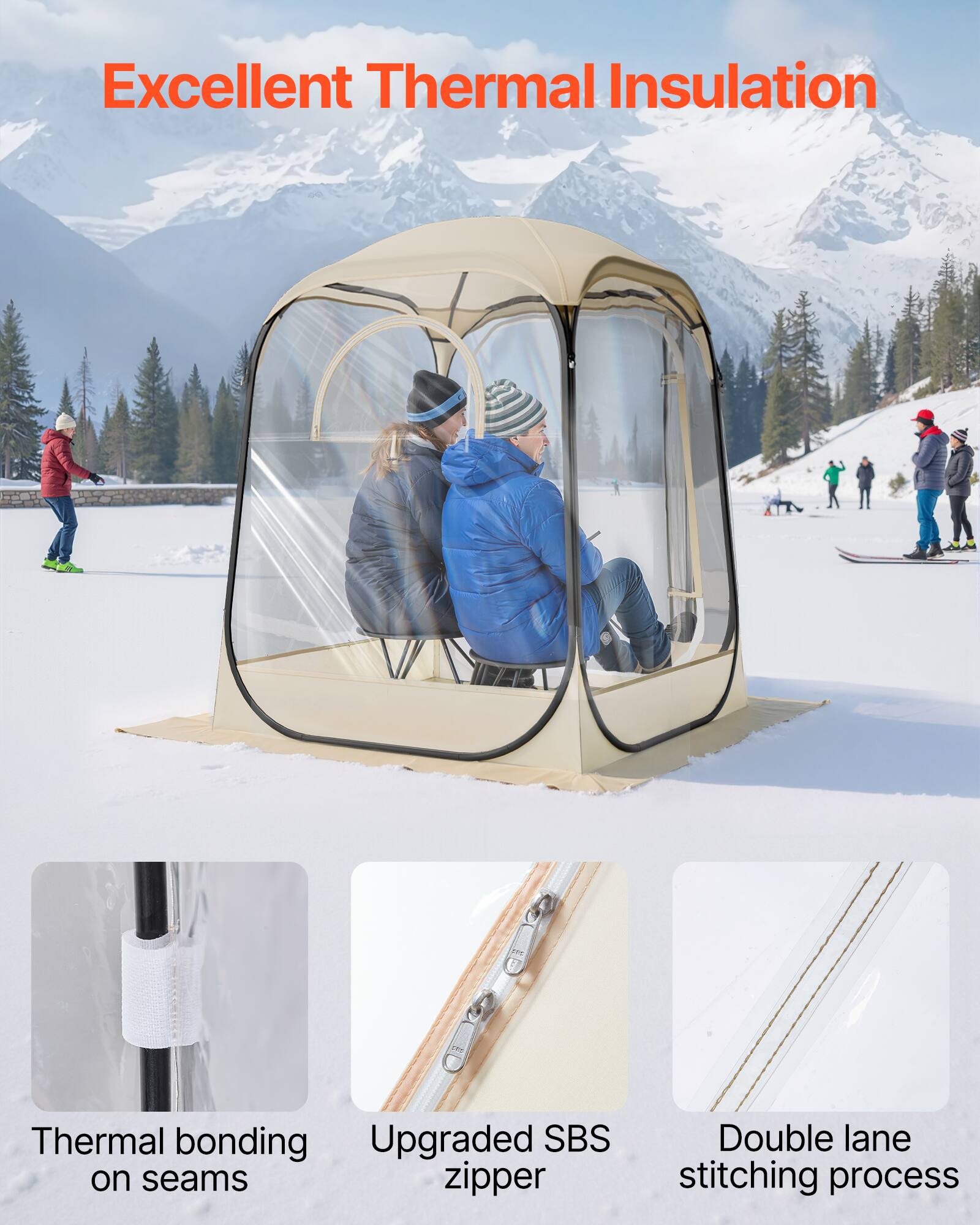 Excellent Thermal Insulation

- Thermal bonding on seams
- Upgraded SBS zipper
- Double lane stitching process