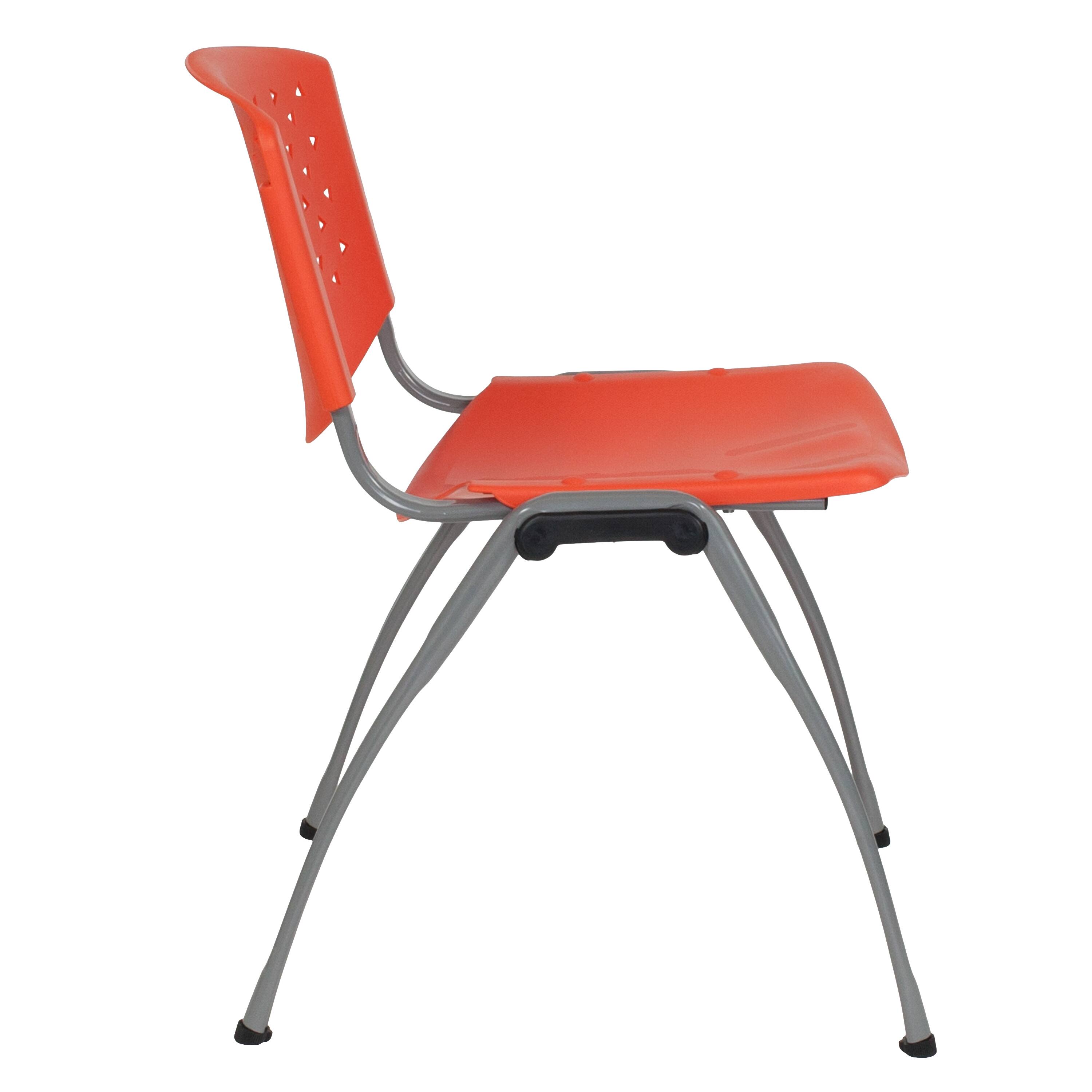 Alt View 6. Emma + Oliver - Home and Office Plastic Stack Chair with Perforated Back - Guest Chair - Orange.