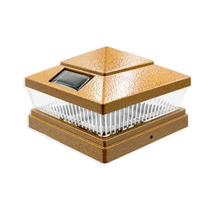 Front. FC Design - FC Design Brass Solar Post Light with 5 Ultra-Bright LED 78 Lumen Fit 5x5 Inch Wood Vinyl Deck Post , set of 2 - Multicolor.