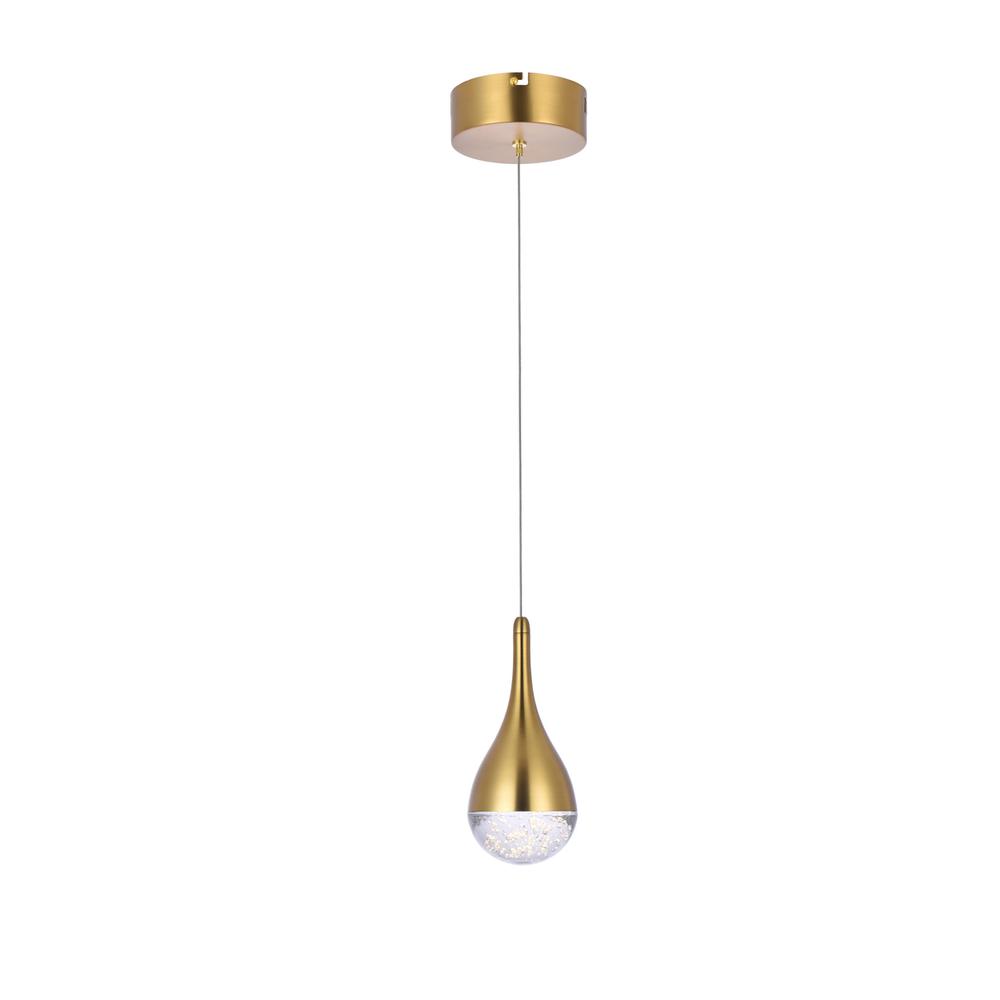 Left. Elegant Lighting - Amherst 5 inch LED pendant in satin gold - Satin Gold.