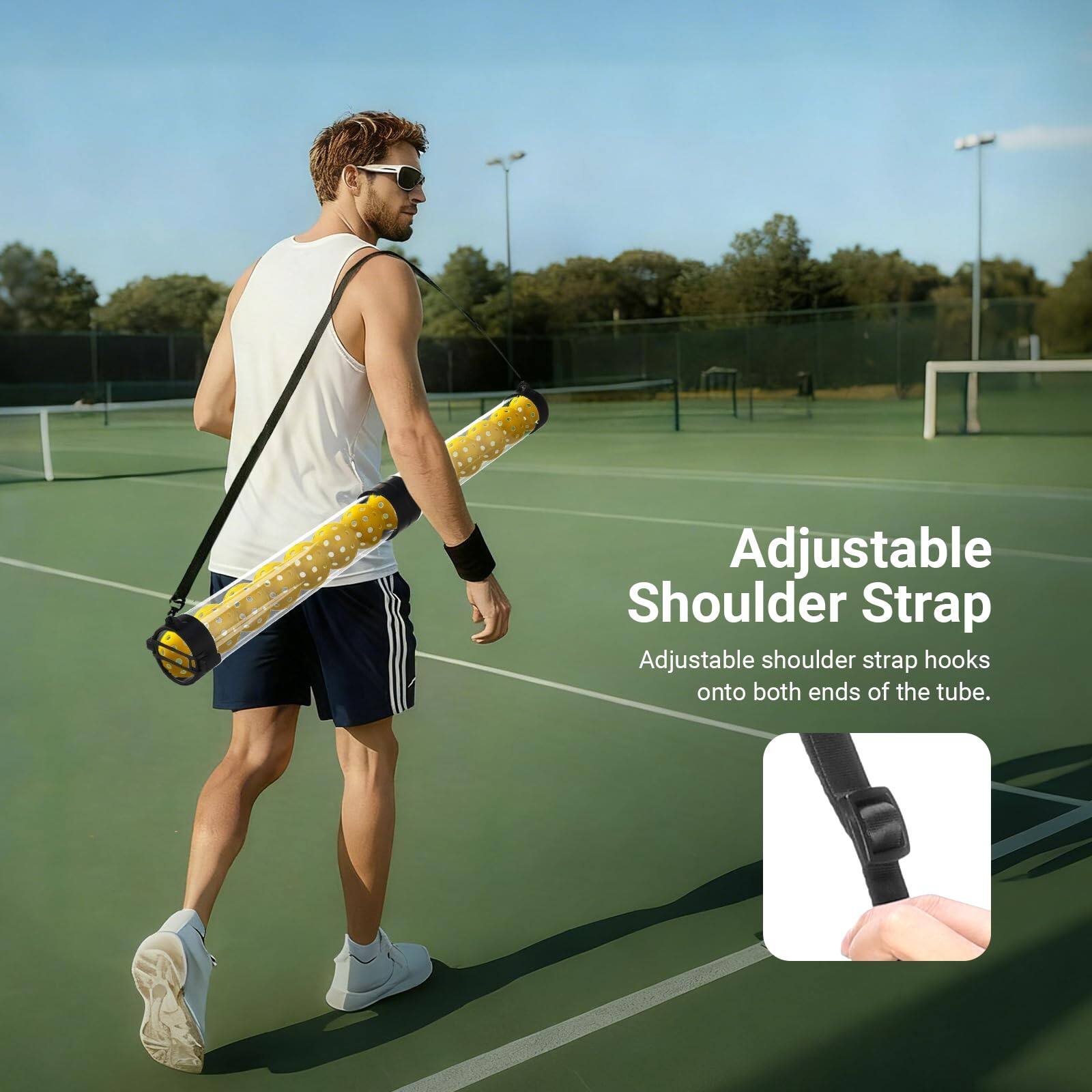 Adjustable Shoulder Strap

Adjustable shoulder strap hooks onto both ends of the tube.