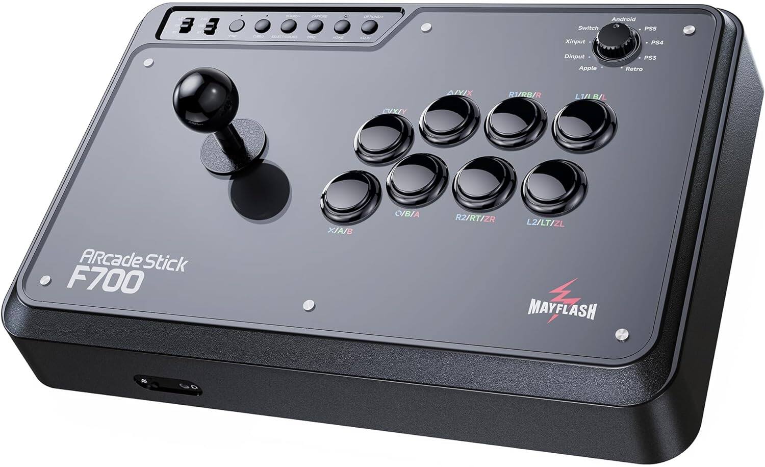 Arcade Stick F700

3 3 OPN/ SOL

Android Switch PS5 Xinput PS4 Dinput Apple PS3 Retro

AIYIX

R1/RB/R L1/LB/L

DUIXIY

R2/RT/ZR L2/LT/ZL

MAYFLASH
