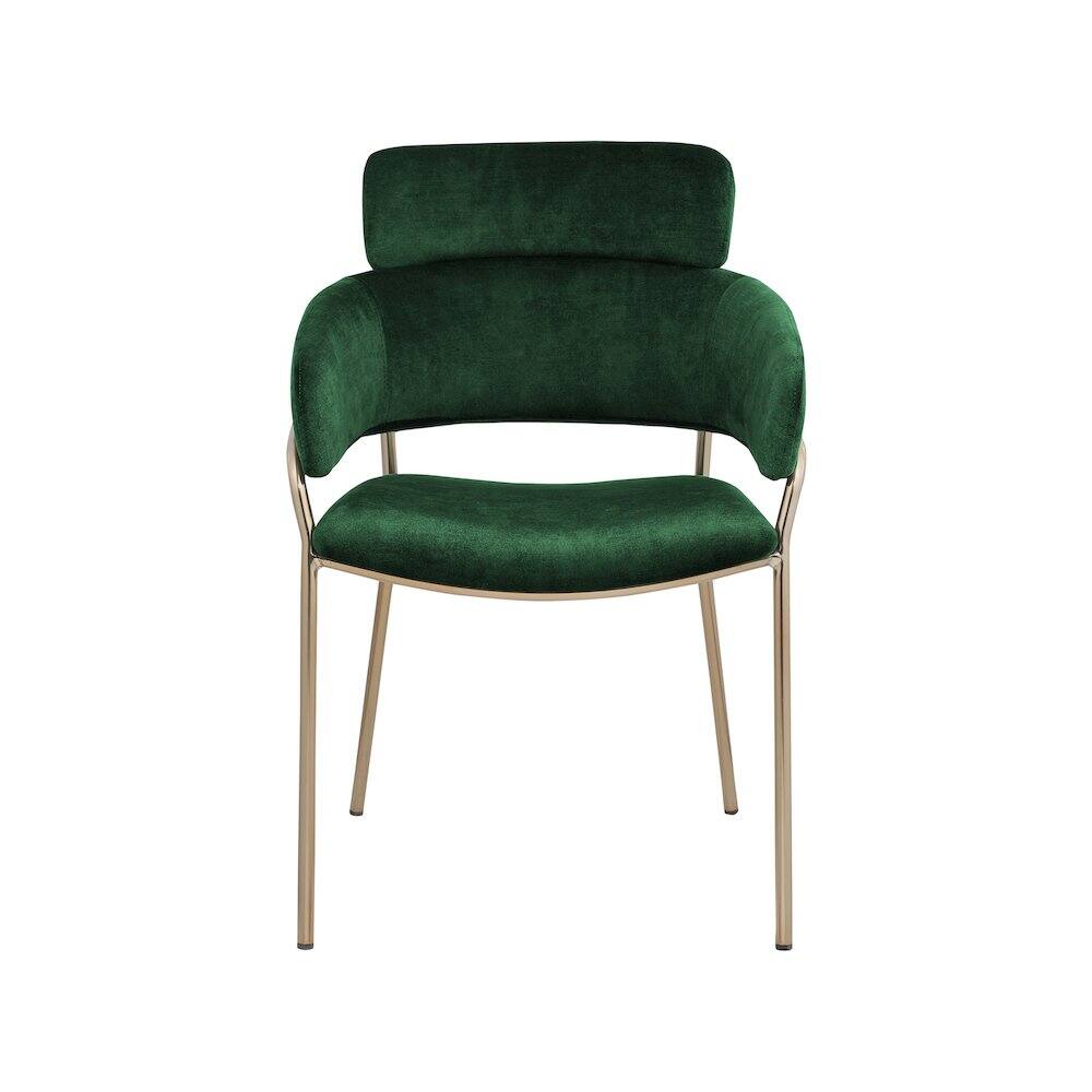 Alt View 2. Meridian Furniture - Yara Green Velvet Dining Chair, Set of 2 - Green.