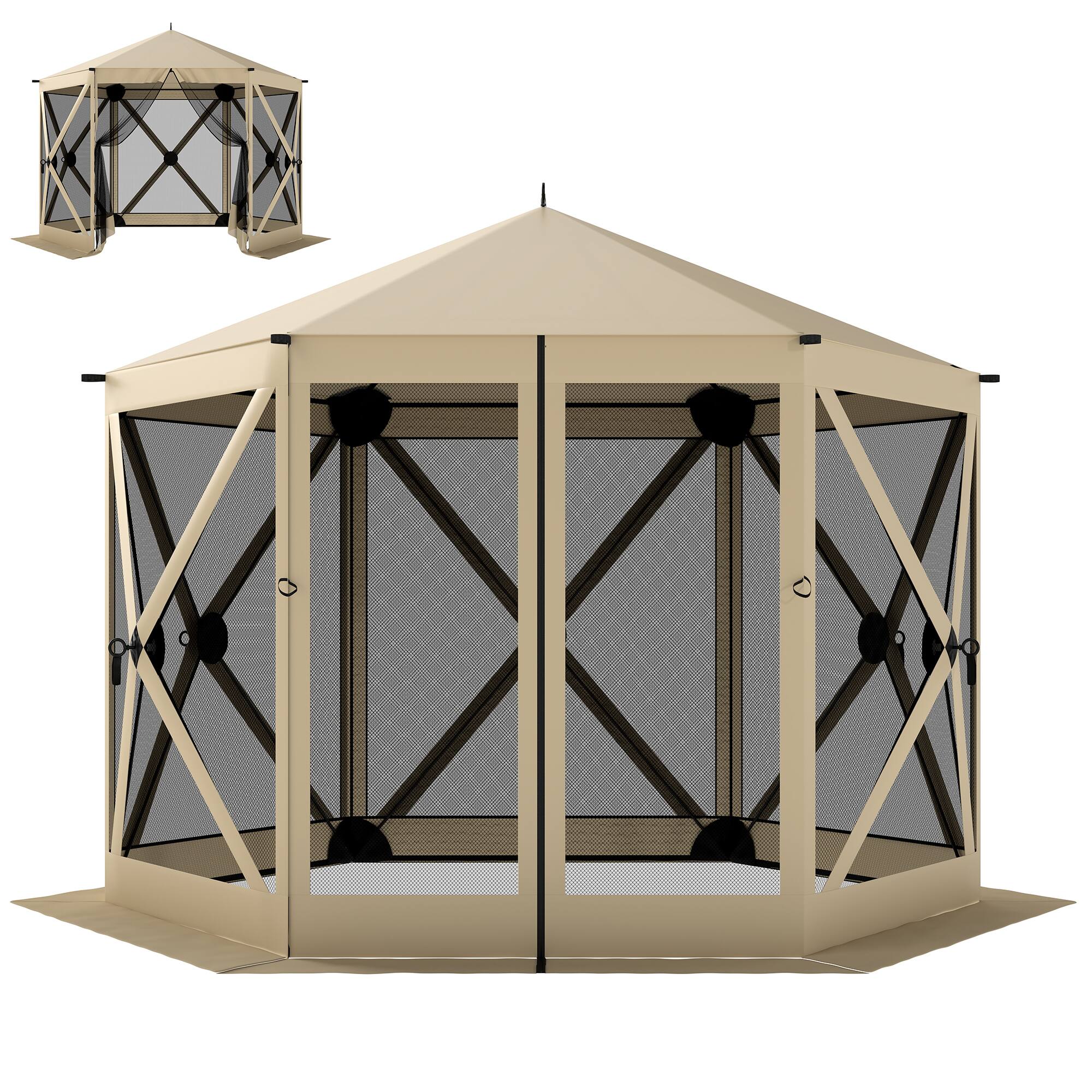 Outsunny - x 11 ft Pop Up Gazebo Screen Tent, Portable Instant Camping Canopy Screen House with Nettings