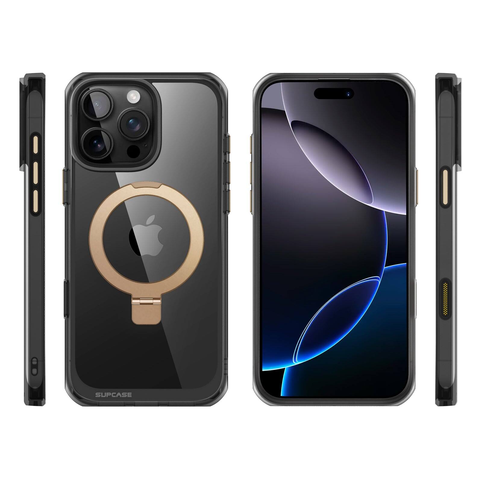 Alt View 9. SUPCASE - iPhone 16 Pro 6.3 inch Unicorn Beetle MAG Stand Slim Clear MagSafe Camera Control Button Case - Gold.