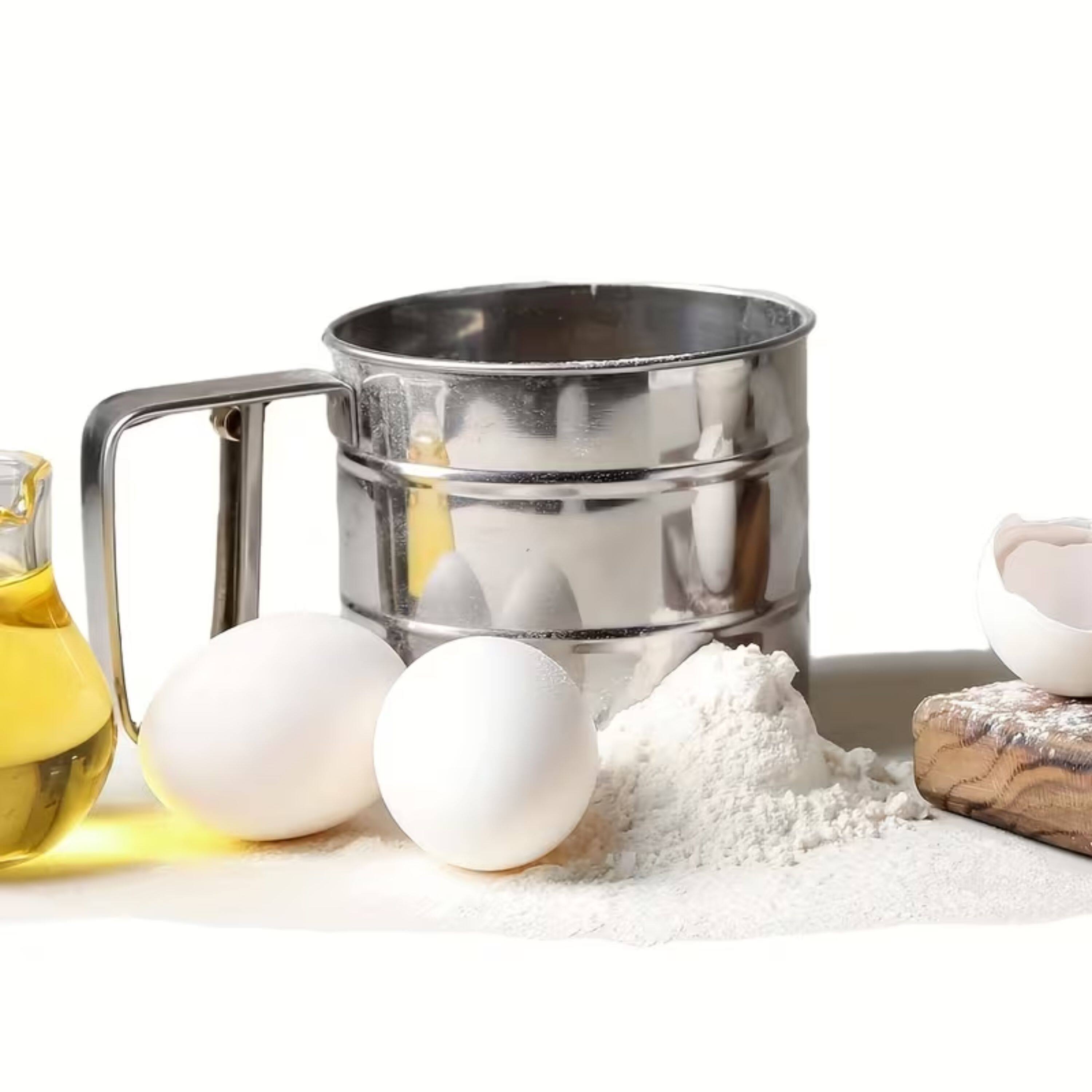 Back. Kitcheniva - Stainless Steel Hand-Crank Manual Sifter.