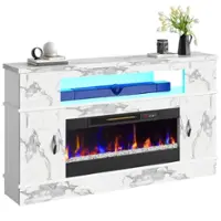 Bestier - Electric Fireplace TV Stand for TVs up to 70" - White - Front_Zoom