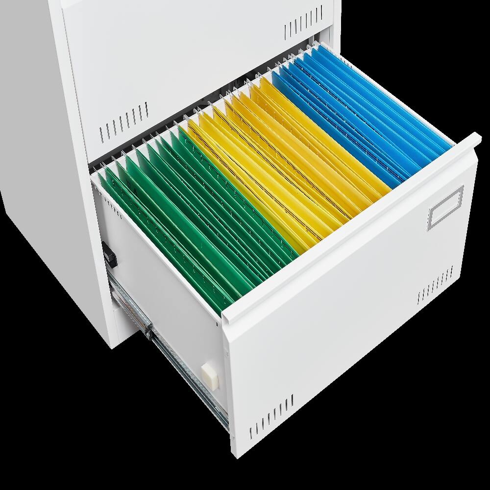 Alt View 8. Loheer - Loheer 3 Drawer Lateral File Cabinet White Locking Metal Office Storage.