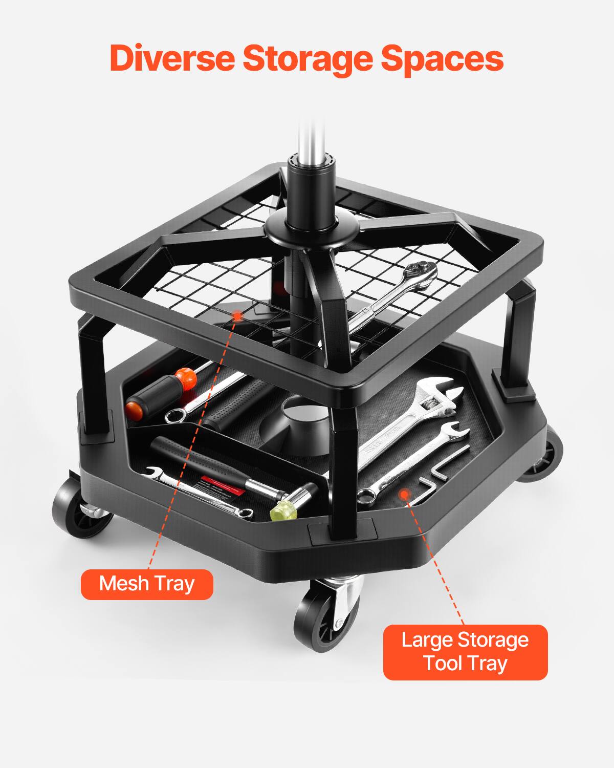 Diverse Storage Spaces  
Mesh Tray  
Large Storage Tool Tray