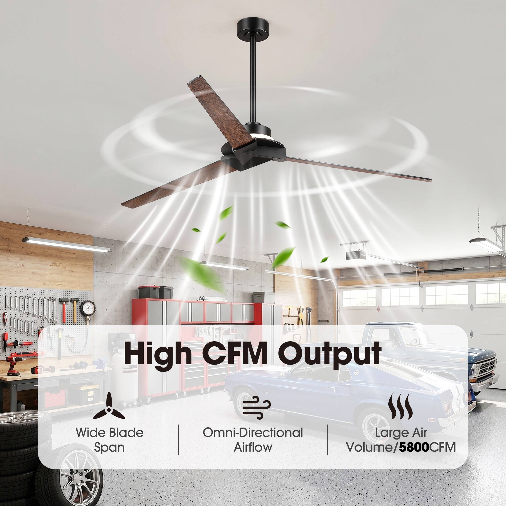 High CFM Output  
Wide Blade Omni-Directional Large Air Span  
Airflow Volume/5800CFM