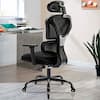 Front. KERDOM - Ergonomic Mesh Office Chair with Lumbar Support, Rubber Wheels for Wooden Floor, Recline Computer Chair with Headrest - Black.