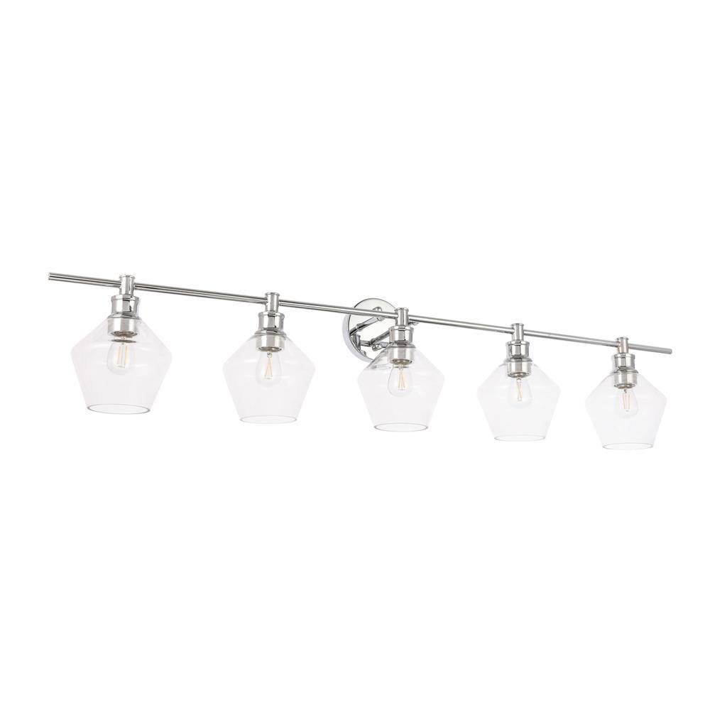 Left. Living District - Gene 5 light Chrome and Clear glass Wall sconce - Chrome And Clear Glass.