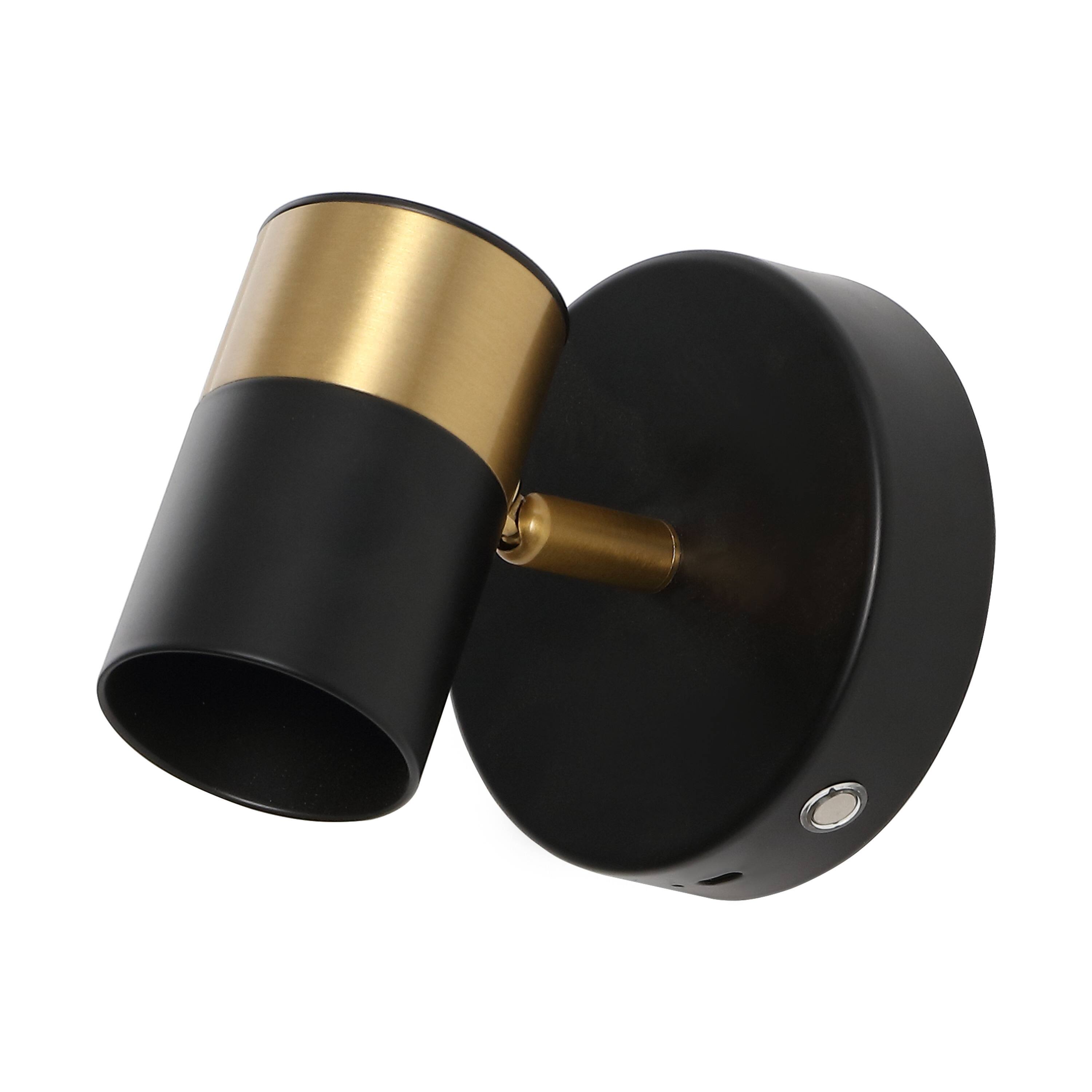 Alt View 7. Jonathan Y - Paola 6" 1-Light Adjustable Head Integrated Dimmable LED Rechargeable Spotlight with Touch Sensor, Black/Brass Gold - Black/Brass Gold.