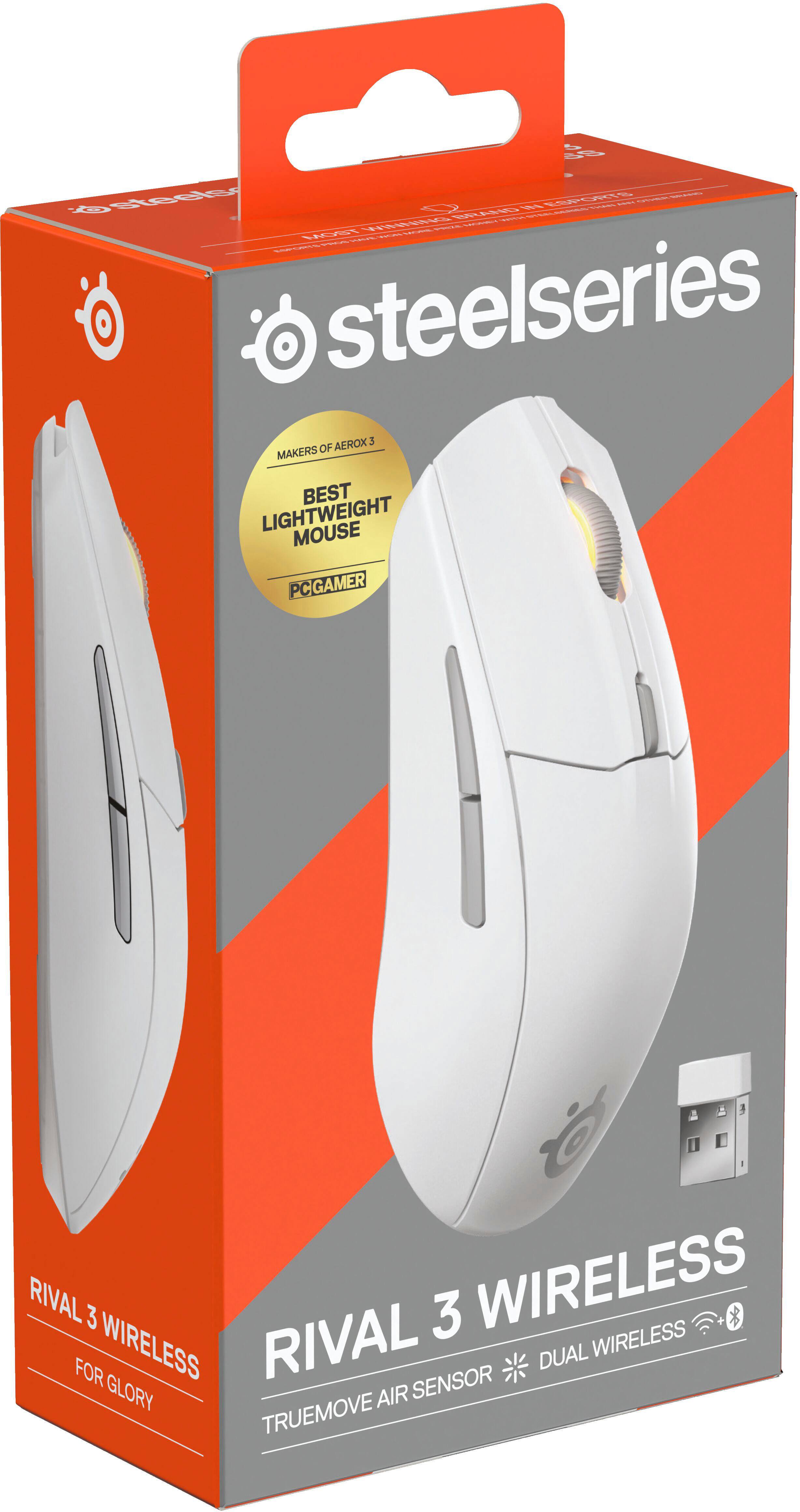 The text on the image reads: "Steelseries AEROX 3 WIRELESS RIVAL 3 WIRELESS DUAL WIRELESS FOR SENSOR GLORY AIR TRUEMOVE."