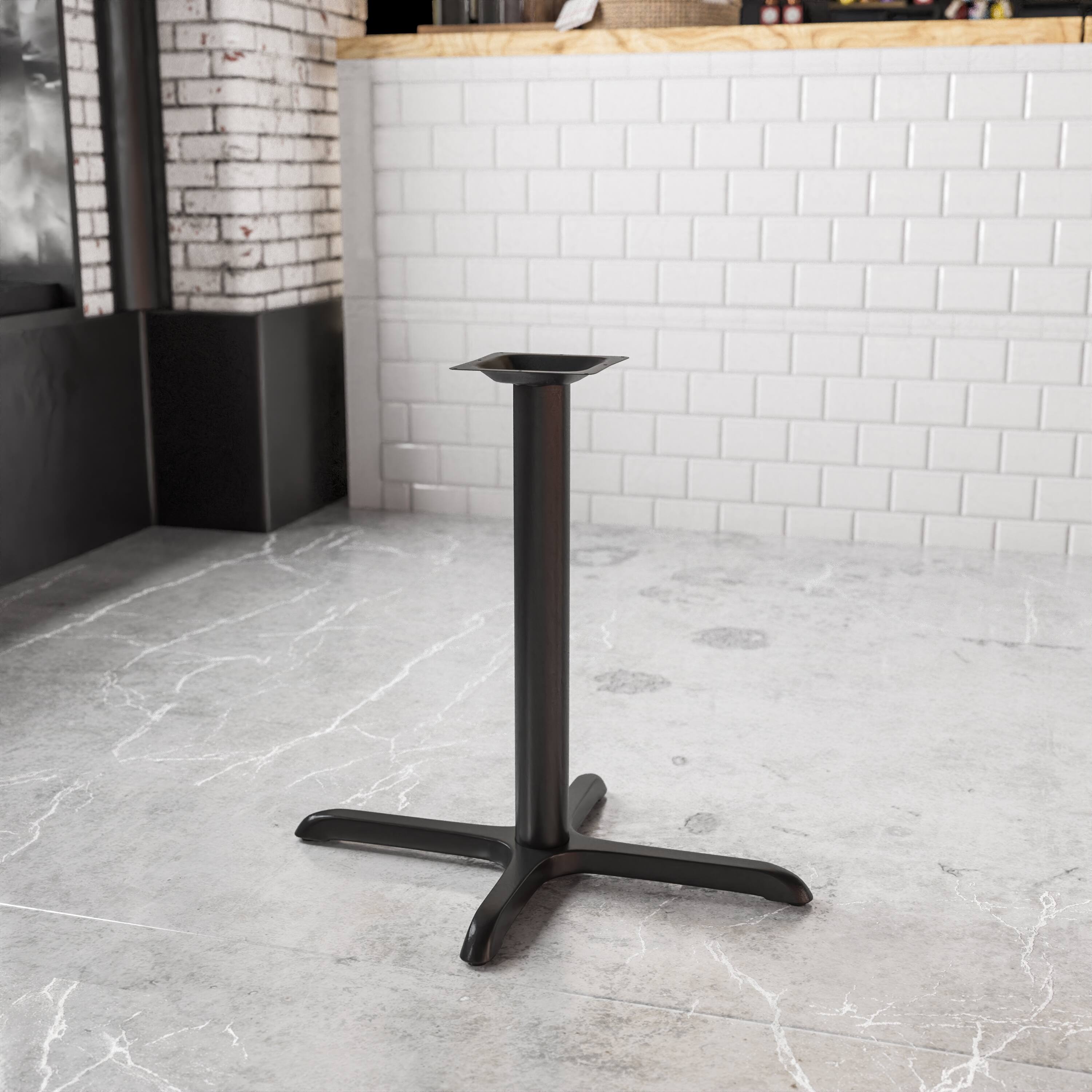 Angle. Flash Furniture - Beverly 23.75'' x 30'' Restaurant Table X-Base with 3'' Dia. Table Height Column - Black.