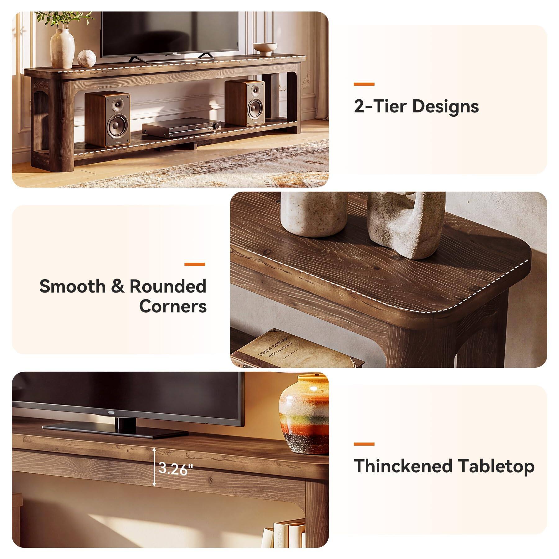 - 2-Tier Designs
- Smooth & Rounded Corners
- 3.26" Thickened Tabletop