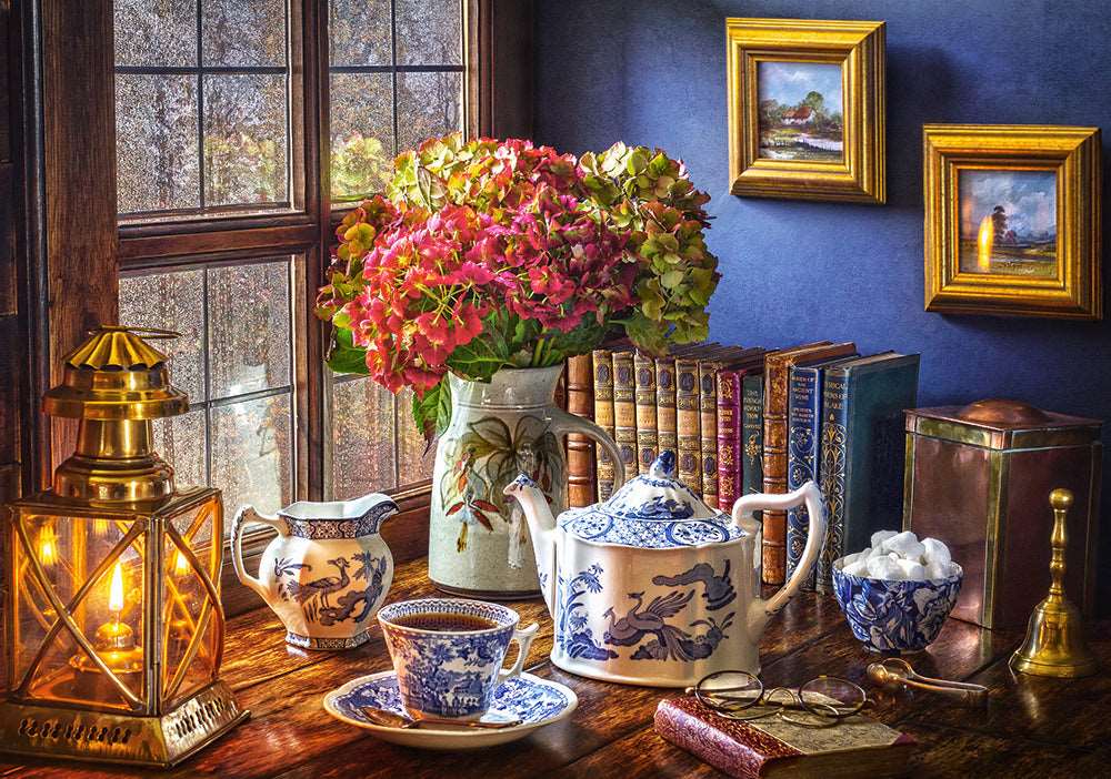 Angle. Castorland - CASTORLAND 500 Piece Jigsaw Puzzle, Tea Time, Classic interior, old fashioned furniture, oil lamp, vase,  B-53070 - Red.