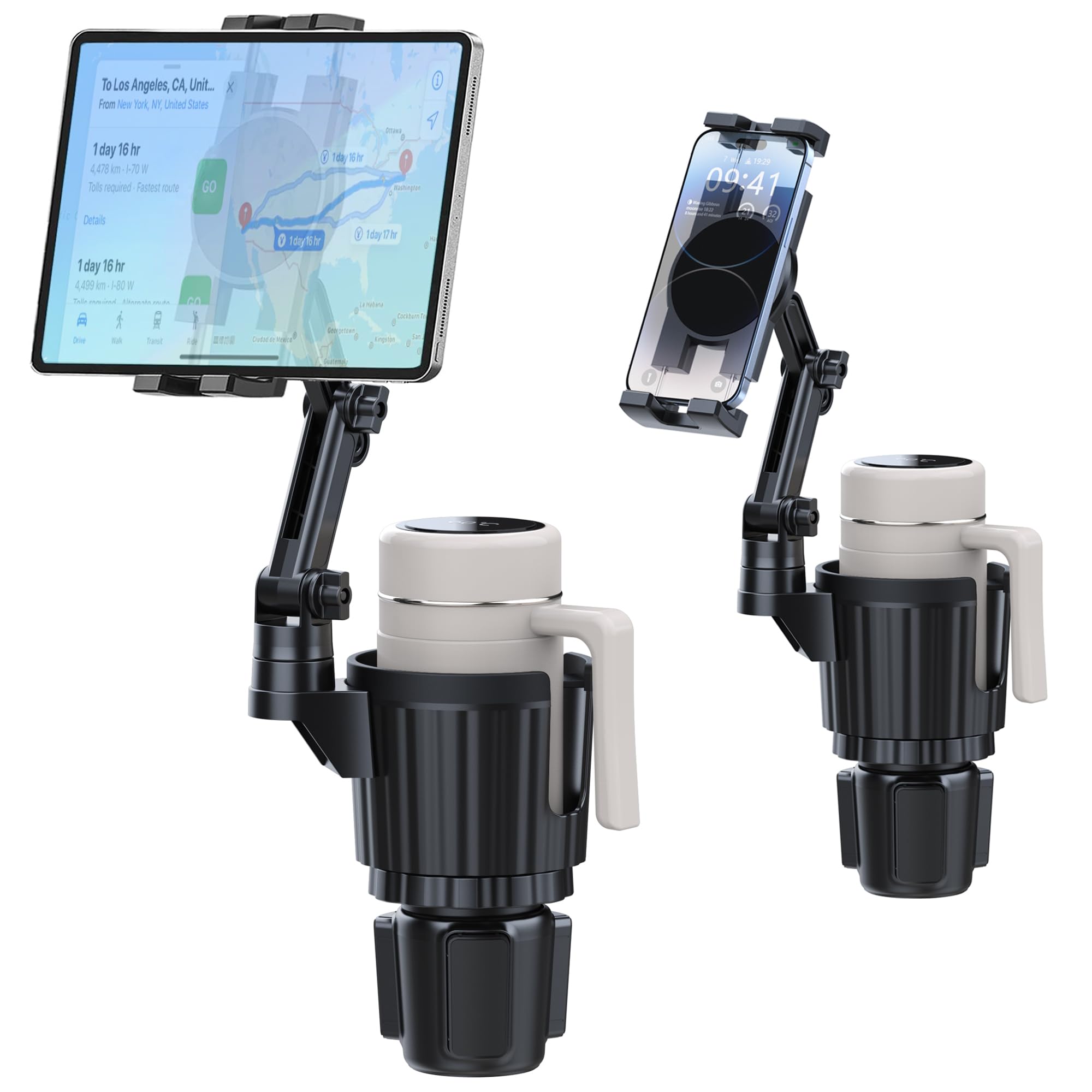 METALTON - Cup Holder Tablet Mount Ipad Car With Adjustable Arm For 3 Pro Air Mini Fire Galaxy S24 Z Fold 5 - Default