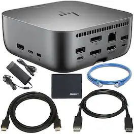 HP - Thunderbolt 4 Ultra 280W G6 Dock with DisplayPort HDMI Ethernet Cables and Cleaning Cloth