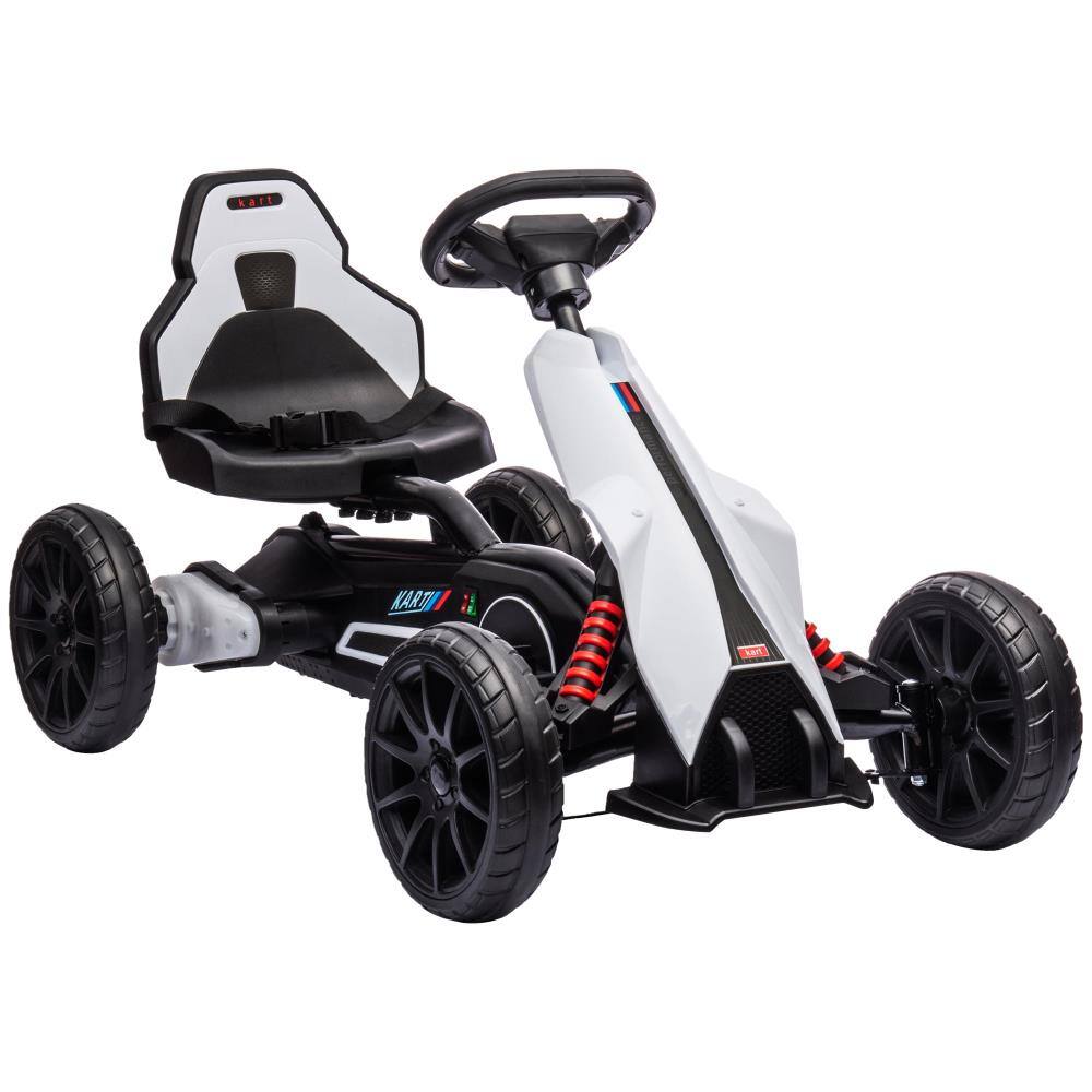 BreeBe - Aosom 12V Electric Go-Kart for Kids 3-8, Outdoor Ride On Toy with Forward/Backward Drive & Adjustable Speed - White