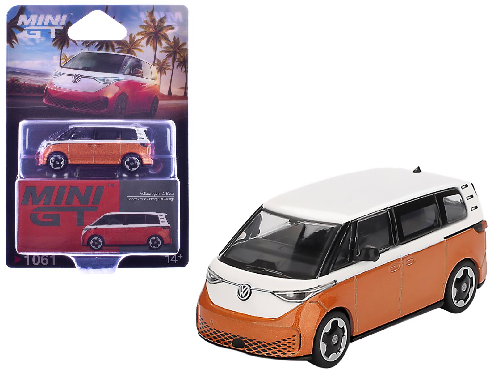 MINI GT  
Volkswagen ID. Buzz  
Candy White / Energetic Orange  
14+  
1061