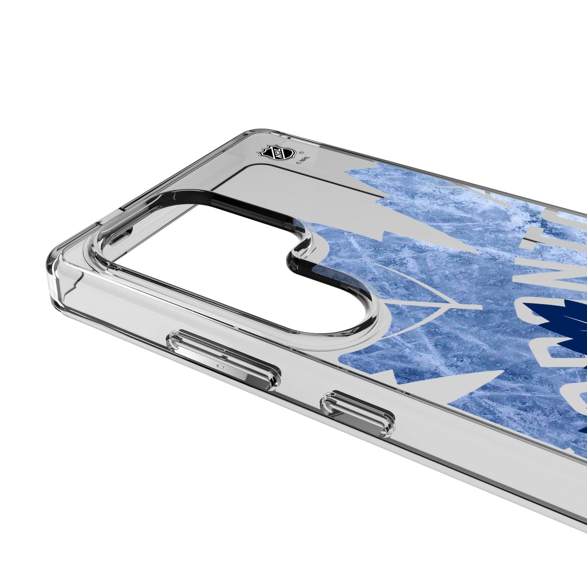 Alt View 2. Keyscaper - Toronto Maple Leafs Galaxy Clear Ice Case - S22 - Multicolor.