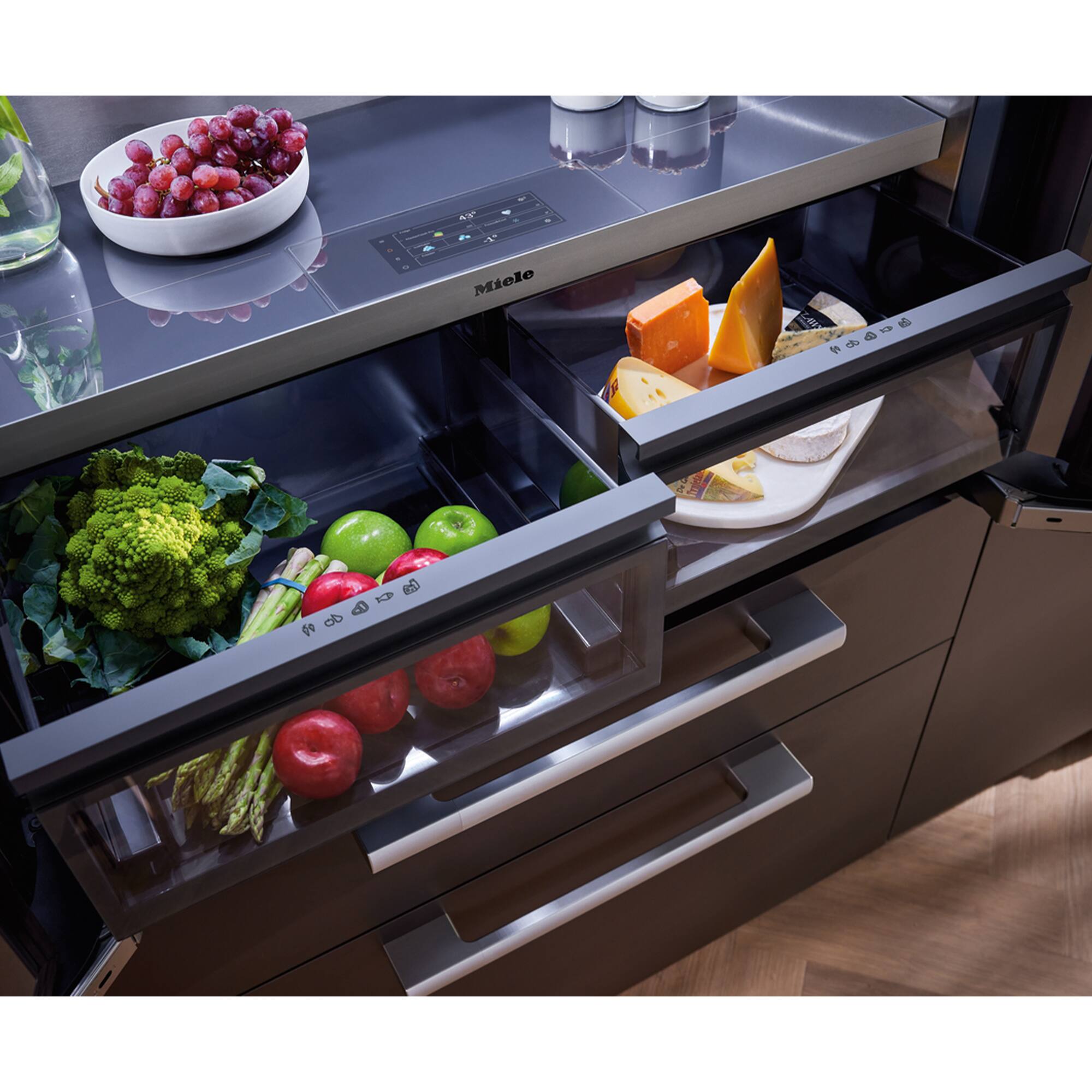 Back. Miele - KFMC 3858 French Door  42"  23.1 Cubic Feet Bottom Mount MasterCool Fridge-Freezer - Panel Ready.