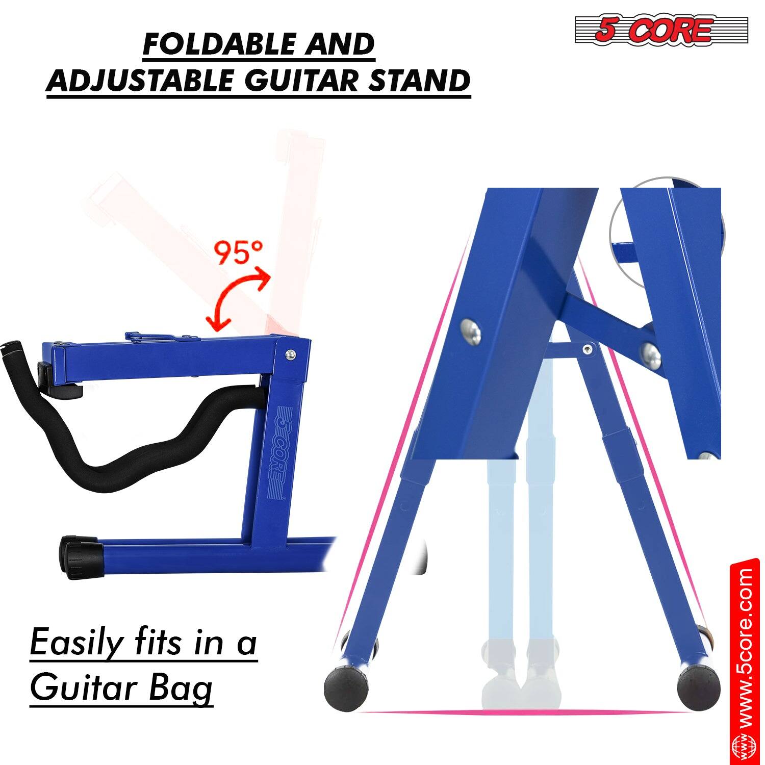 FOLDABLE AND ADJUSTABLE GUITAR STAND

Easily fits in a Guitar Bag

95°

www.5core.com