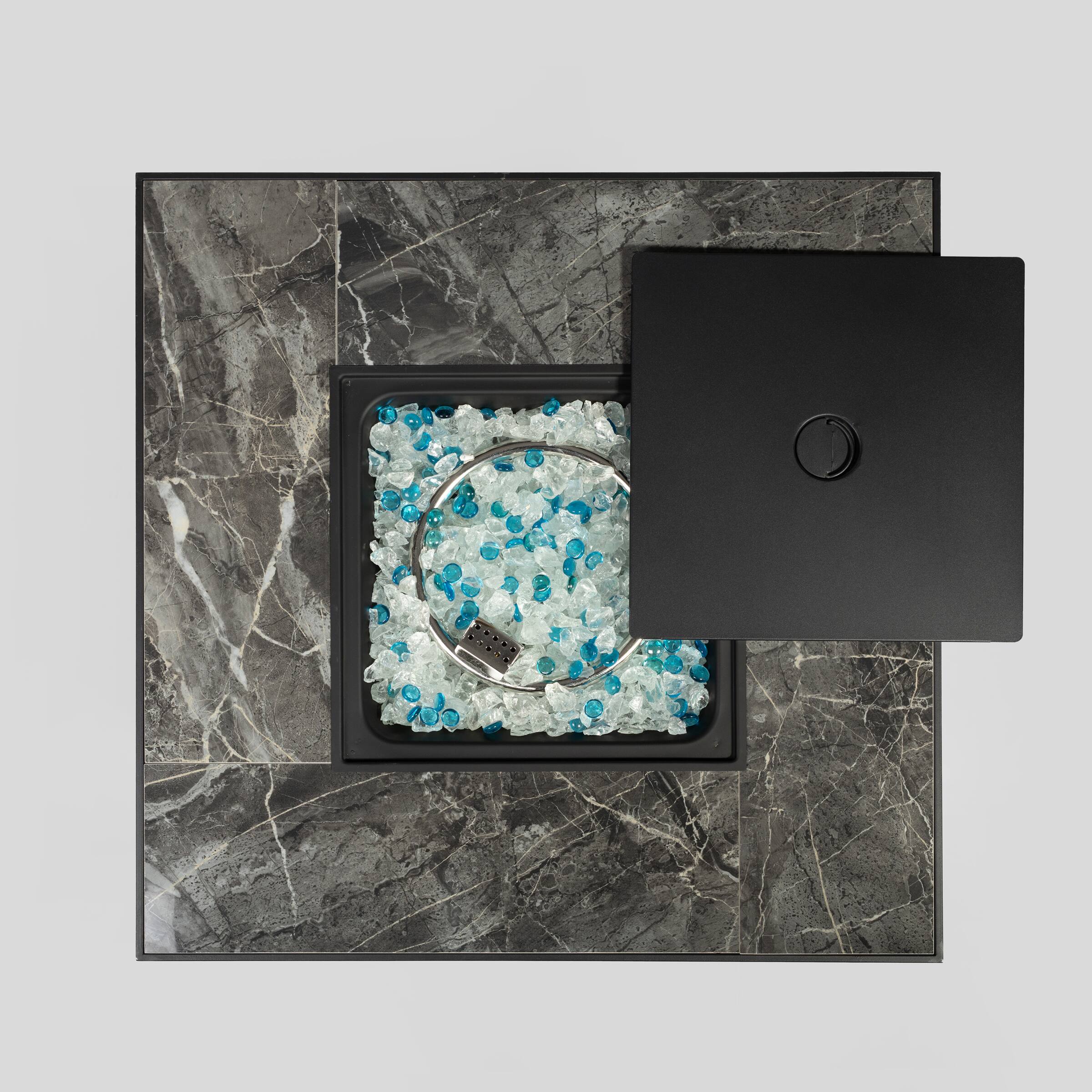 Alt View 2. Spaco - 30" Propane Fire Pit Table, 50000 BTU Square Fire Pit with Tile Top and Wicker Base for Patio Garden - Espresso.