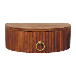 Artisan Furniture - Solid Wood Ring Pull Wall Nightstand - Brown