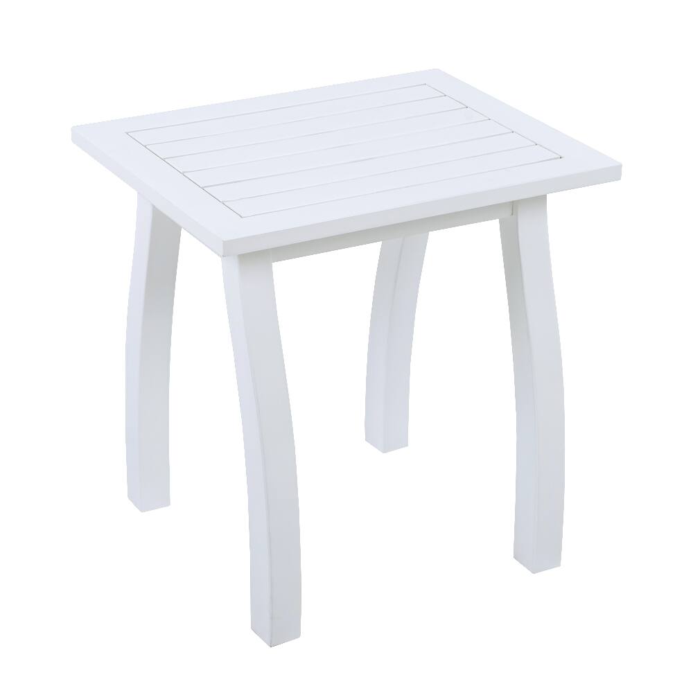 Alt View 1. Loheer - Loheer Acacia Wood End Table White Side Table Weather Resistant Rectangular Garden Table Outdoor Accent Table - White.