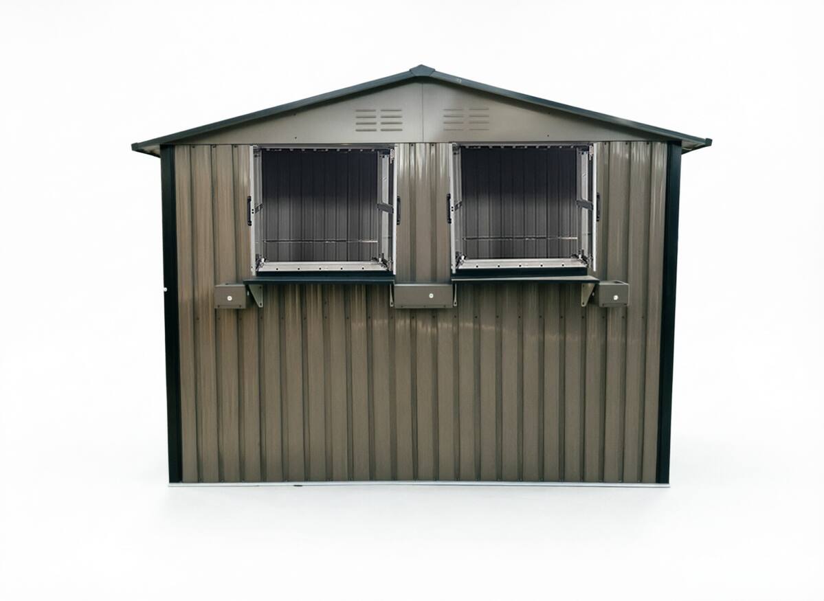 Alt View 9. Loheer - Loheer 6x9 Metal Storage Shed Outdoor Tool Shed with Window Lockable Double Doors Waterproof Garden Shed Brown Black.