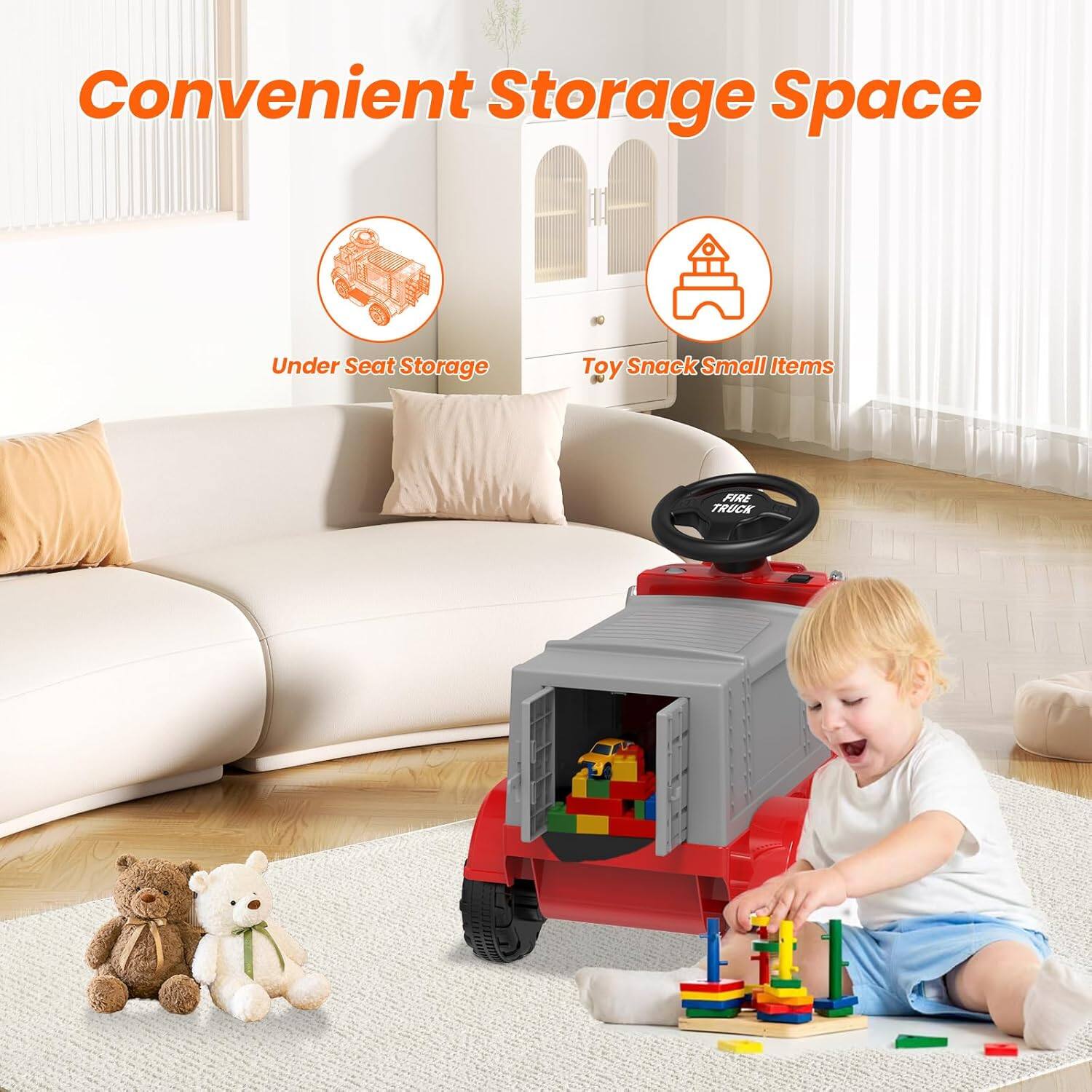 Convenient Storage Space

Under Seat Storage

Toy Snack Small Items